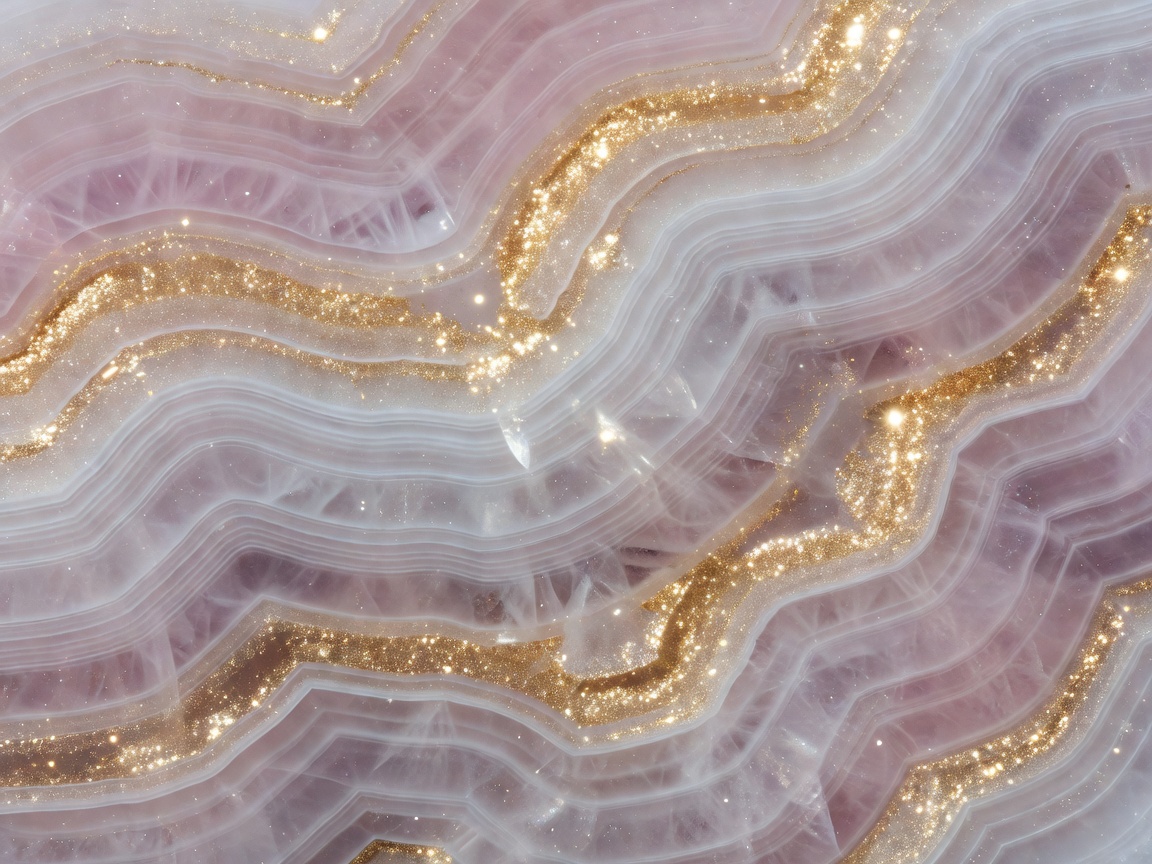 Beautiful fluid quartz layers with gold metallic dust